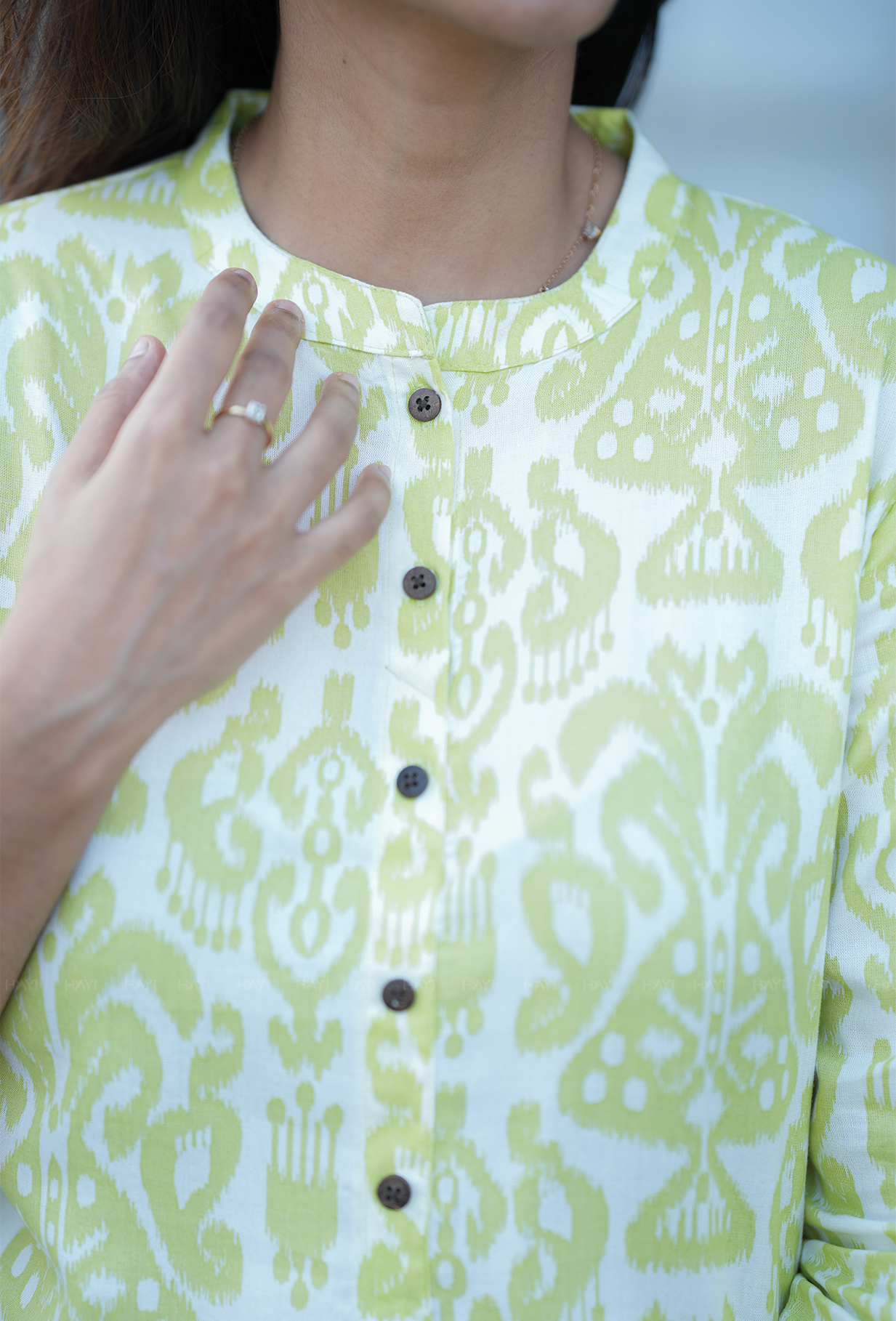 Tangerine Green with Citrus Purch printed Viscose Co Ords