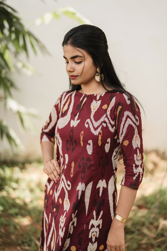 Threadbeat Peach Cotton Blend Co-ord with Boat Neck & Keyhole