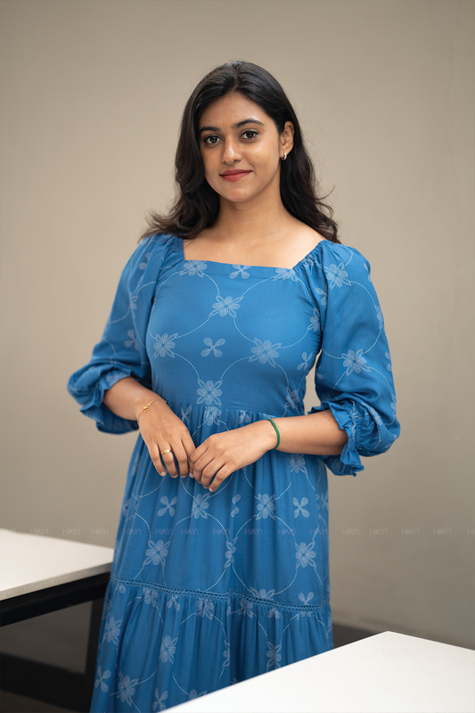 Bluebell Grace Viscose Dress with Shoulder Elastic