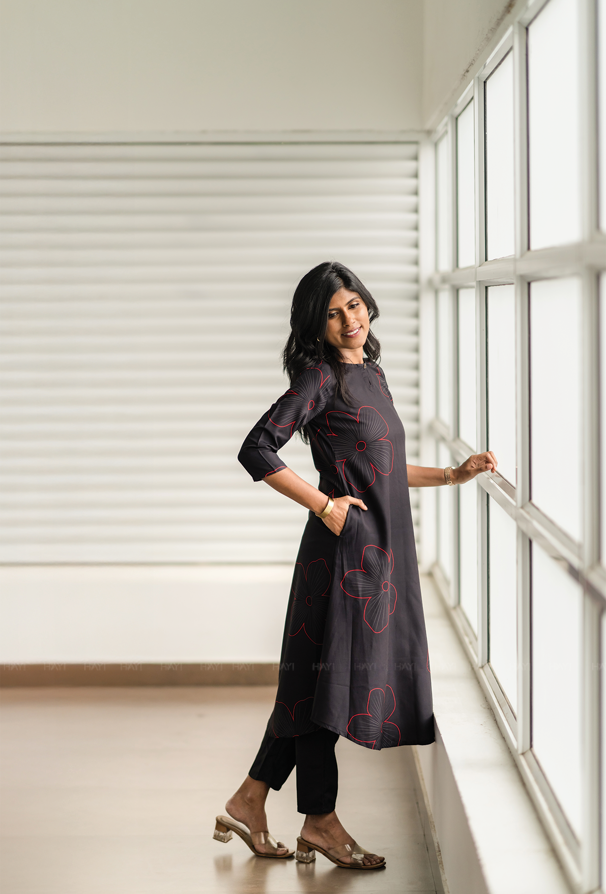 Tangle Black with Bloom N Dark floral printed Man-made Fibre Co-ords