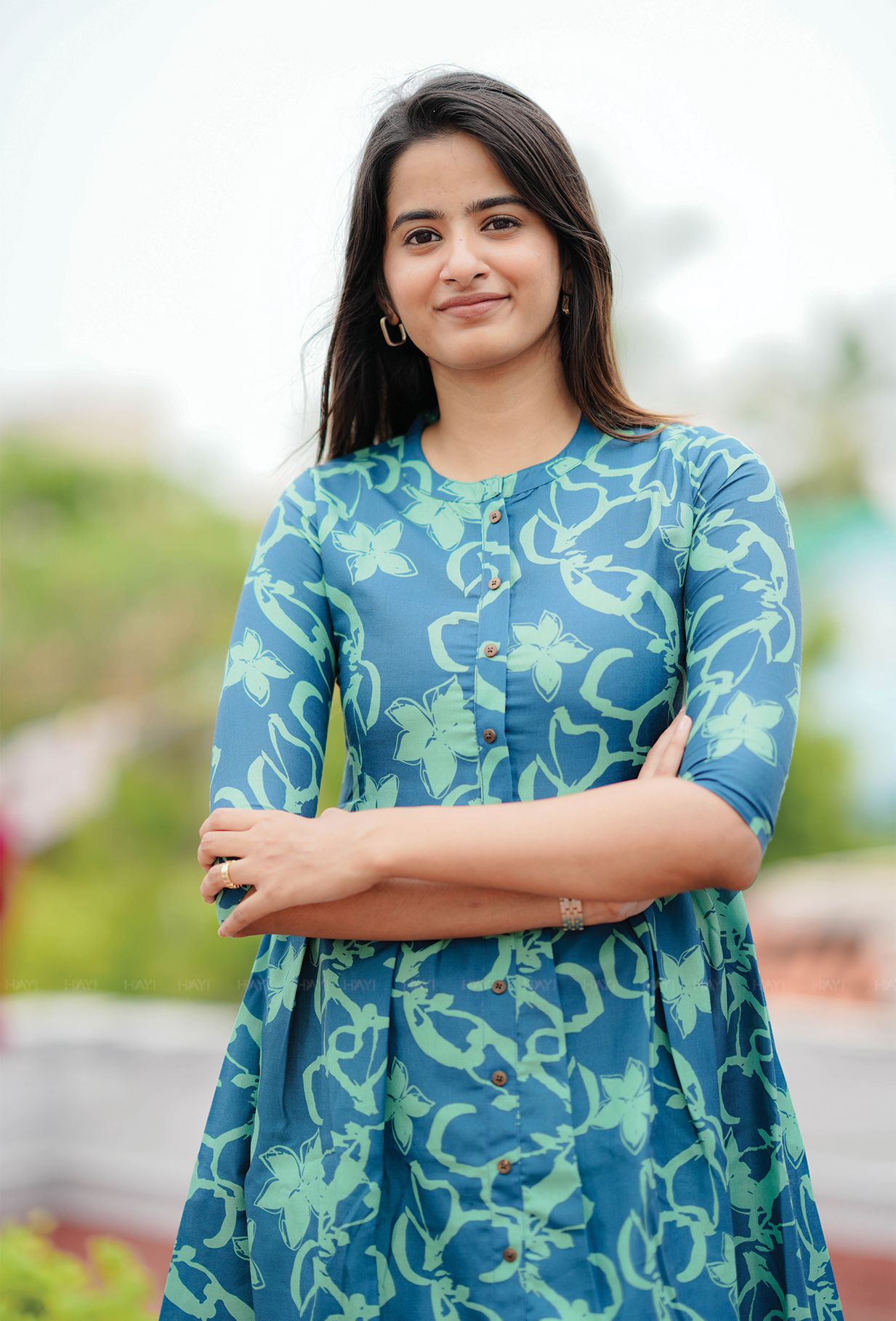 Arty Bloom Teal with Floral printed Maternity and Feeding dress