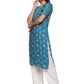 Blue Rise and shine Viscose Printed Kurta