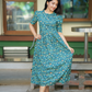 Flare Green with Lush Bloomlet floral printed Maternity and Feeding Dress