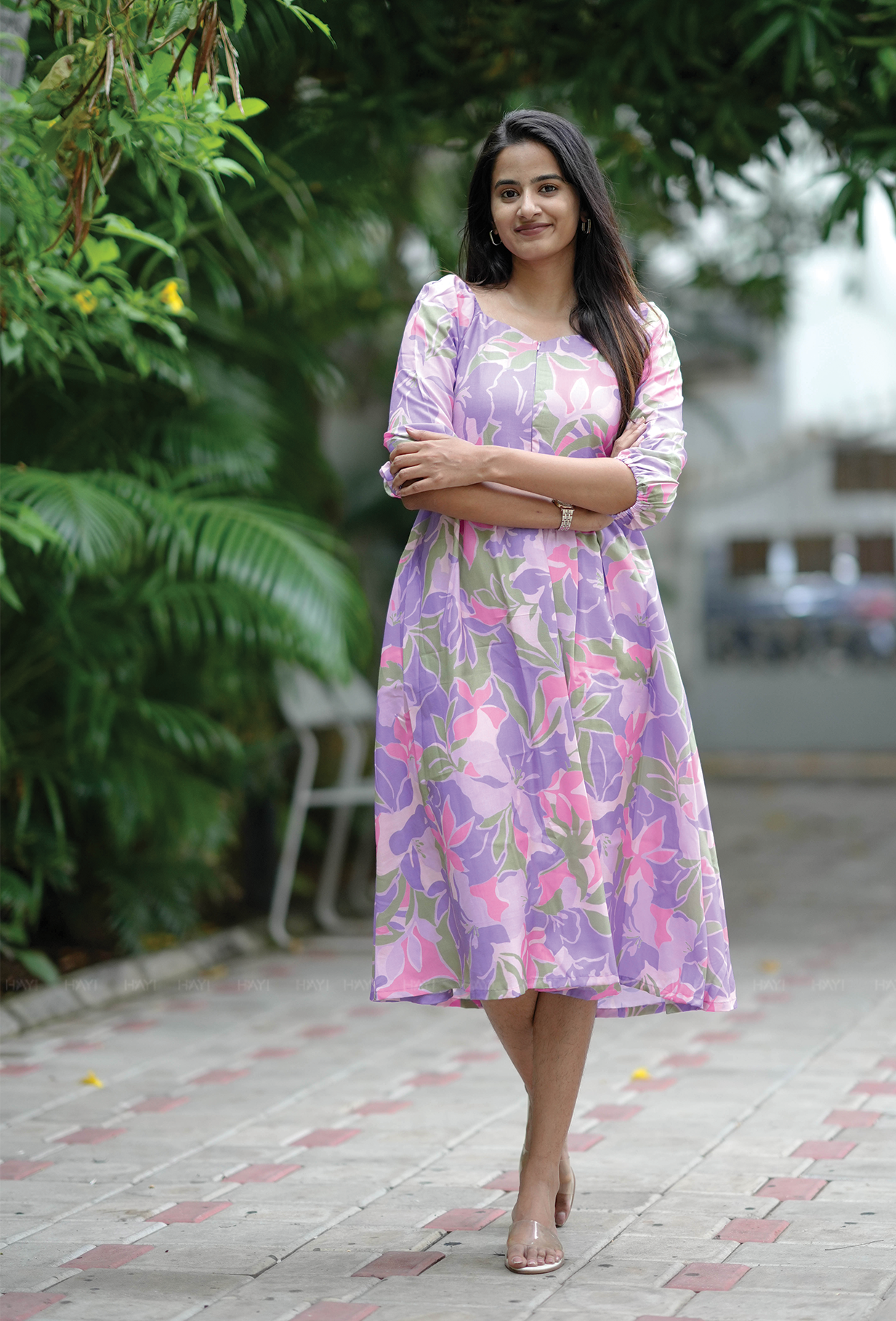 Painterly Petals Lavender Maternity and Feeding Dress