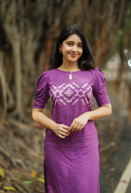 Gilded Violet with Royal Whimsy printed Viscose Kurta