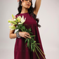 Vin Rouge Sleeveless Wine Flared Dress
