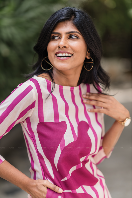 Vine Peach with Tribal Solstice printed Linen Blend Co ords