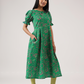Ornate Green with Luminous Glimmer printed Cambric Blend Dress