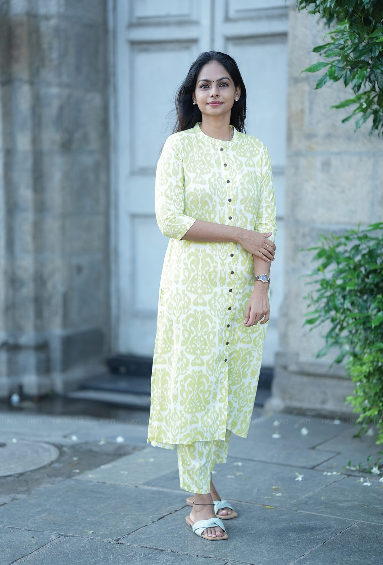 Tangerine Green with Citrus Purch printed Viscose Co Ords