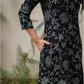 Pristine Black with Noir Blossom printed Viscose Dress