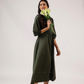 Zayra With Balloon Sleeve With Elastic Flared Dress