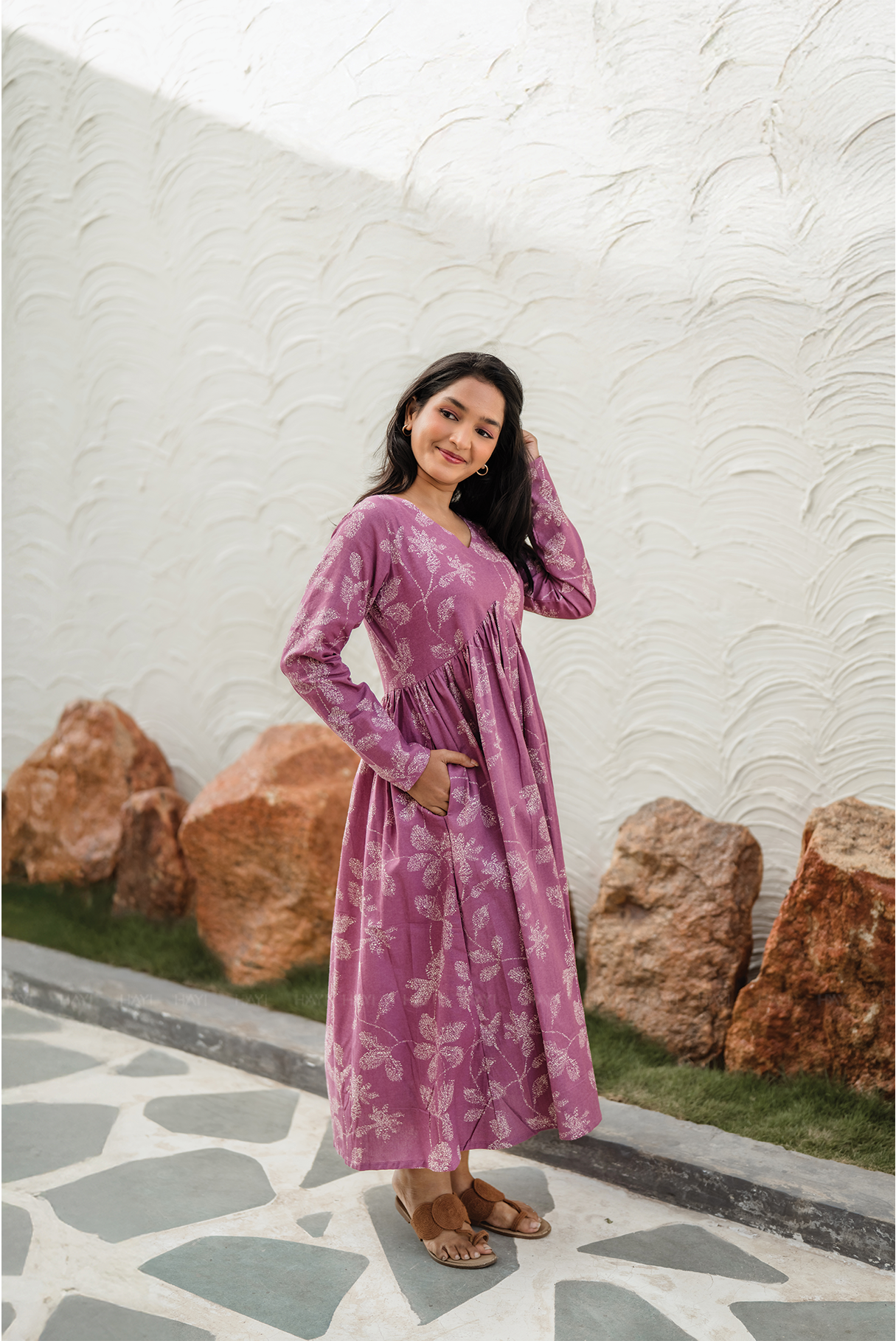 Astral Pink with Aurara Bloom floral printed Cotton Dress
