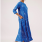 Cerulean Blue with Deep Ocean Viscose printed A-line Dress