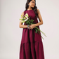 Vin Rouge Sleeveless Wine Flared Dress