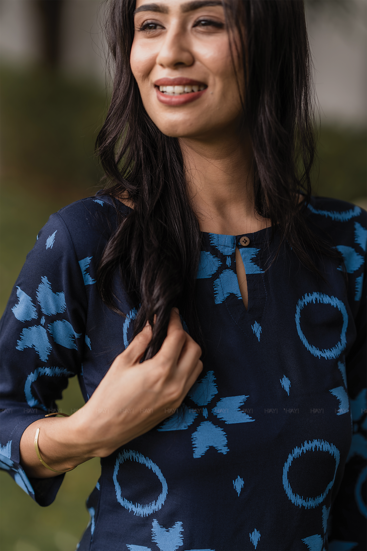 Noir Ivy Blue Viscose Co-ord with Boat Neck