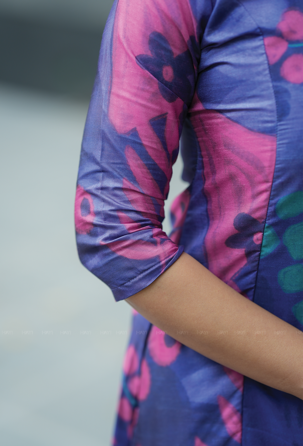 Lucid Violet with Orchid Cherry Silk Blend Co ord set