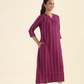 Plum Linear Striped Viscose Printed Dress