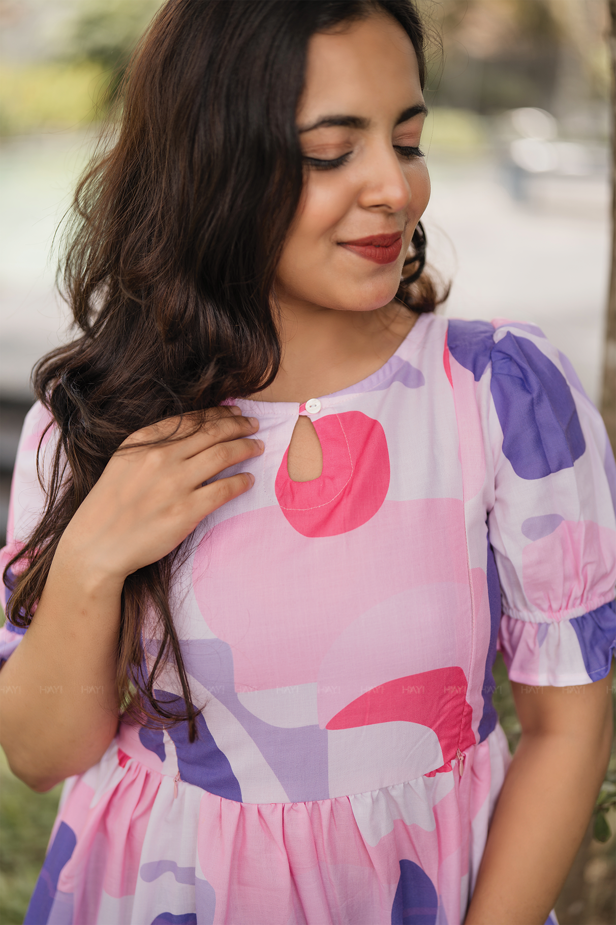 Entwine Pink with Florenza pirnted Maternity and Feeding Viscose Dress