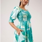 Whim Teal with Tide Kiss Smock Rayon Blend Dress