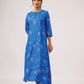 Cerulean Blue with Deep Ocean Viscose printed A-line Dress
