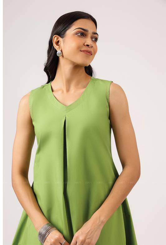 Lime After Lime Rounded Hem Sleeveless With V Neck Co Ords