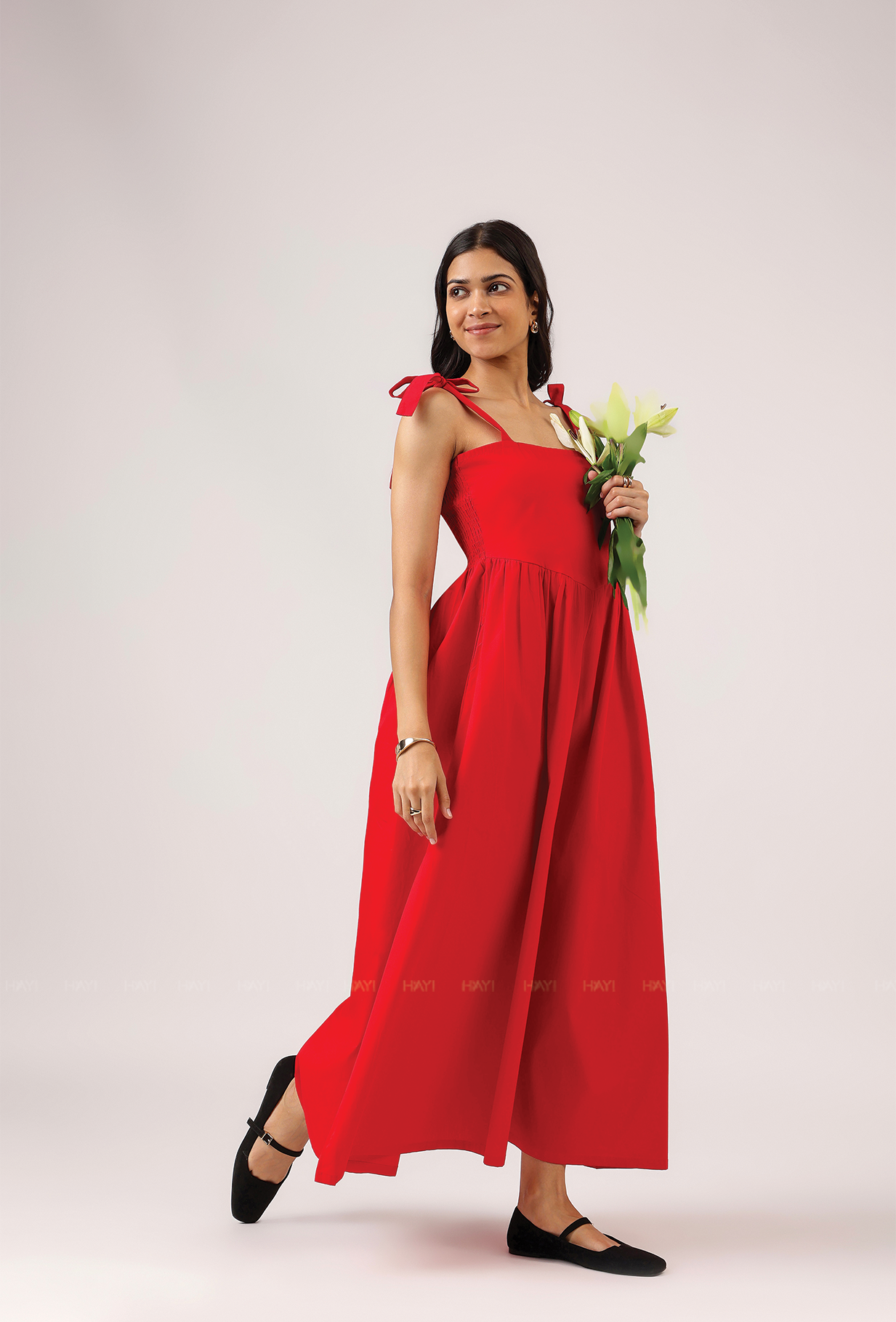 Lover's Edit Red Spaghetti Dress With Back Smock