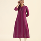 Plum Linear Striped Viscose Printed Dress