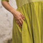 Sage Drape Green Handloom Dress with Sweetheart Neck & Leg-O-Mutton Sleeves