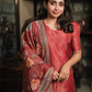 Tapestry Red printed 2 Piece Muslin Shimmer Kurta with Dupatta