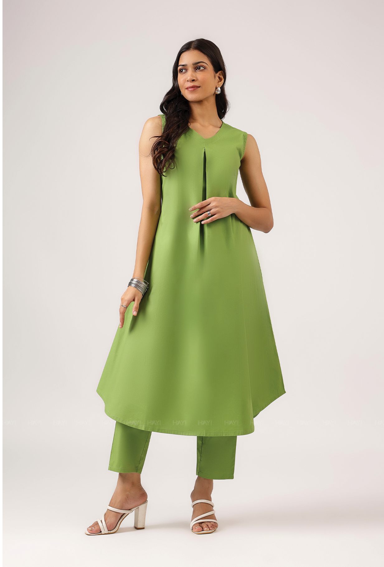 Lime After Lime Rounded Hem Sleeveless With V Neck Co Ords