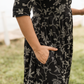 Regal Black with Molten Vines floral Printed Maternity and Feeding Viscose Dress
