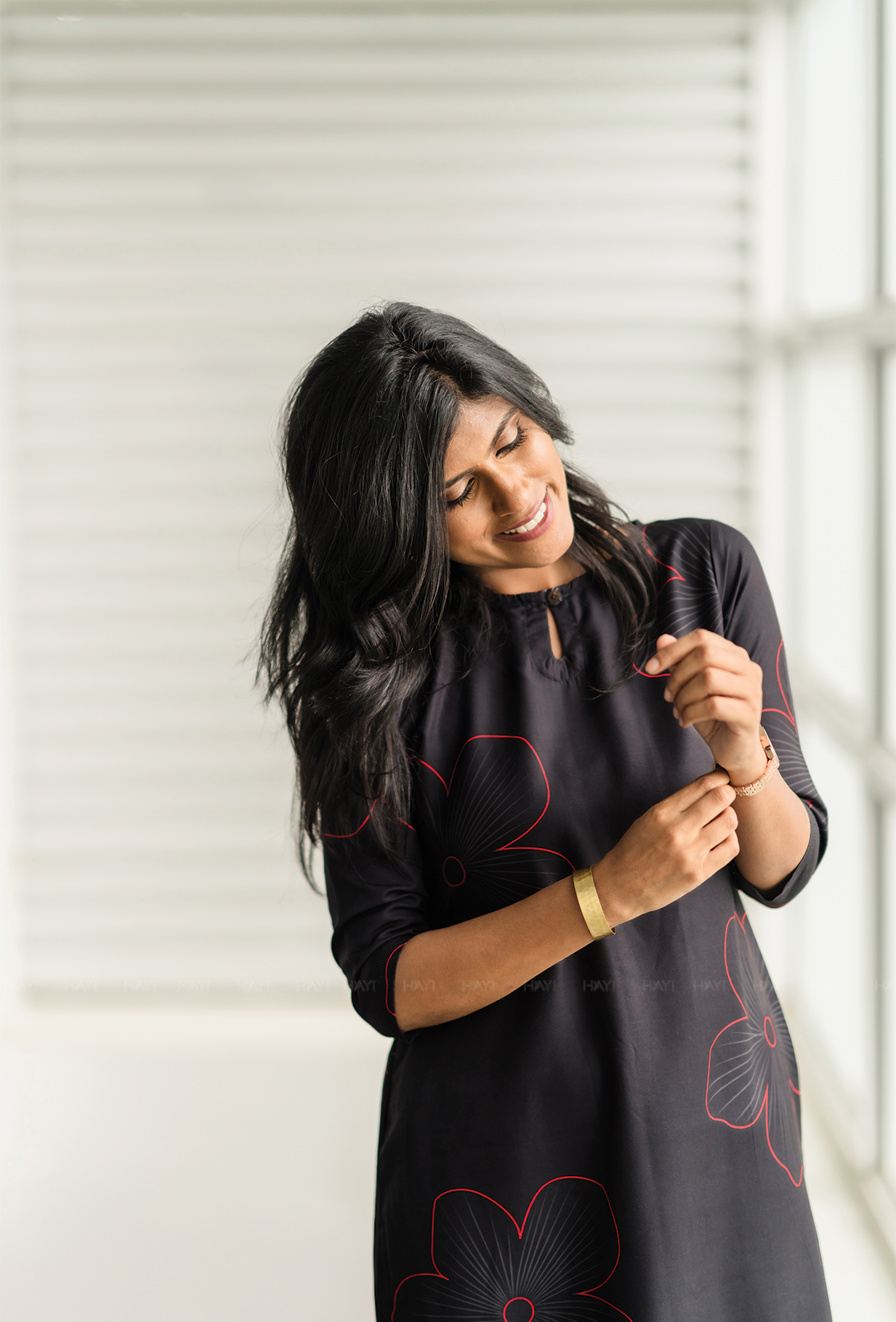 Tangle Black with Bloom N Dark floral printed Man-made Fibre Co-ords