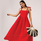 Lover's Edit Red Spaghetti Dress With Back Smock