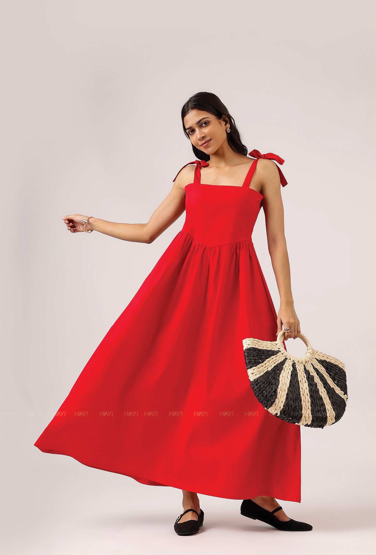 Lover's Edit Red Spaghetti Dress With Back Smock