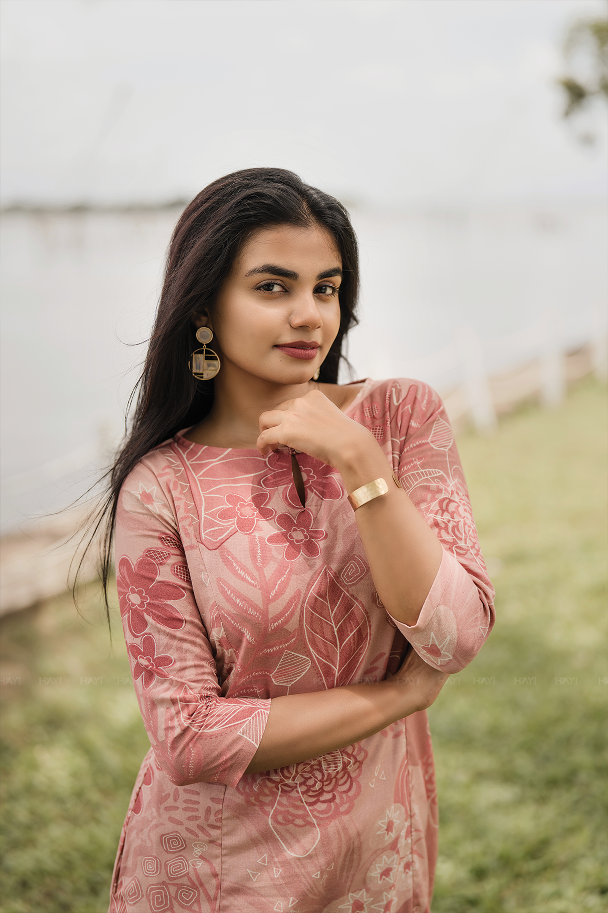 Dusty Bloom Peach Cotton Blend Co-ord with Boat Neck Keyhole