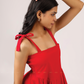 Lover's Edit Red Spaghetti Dress With Back Smock