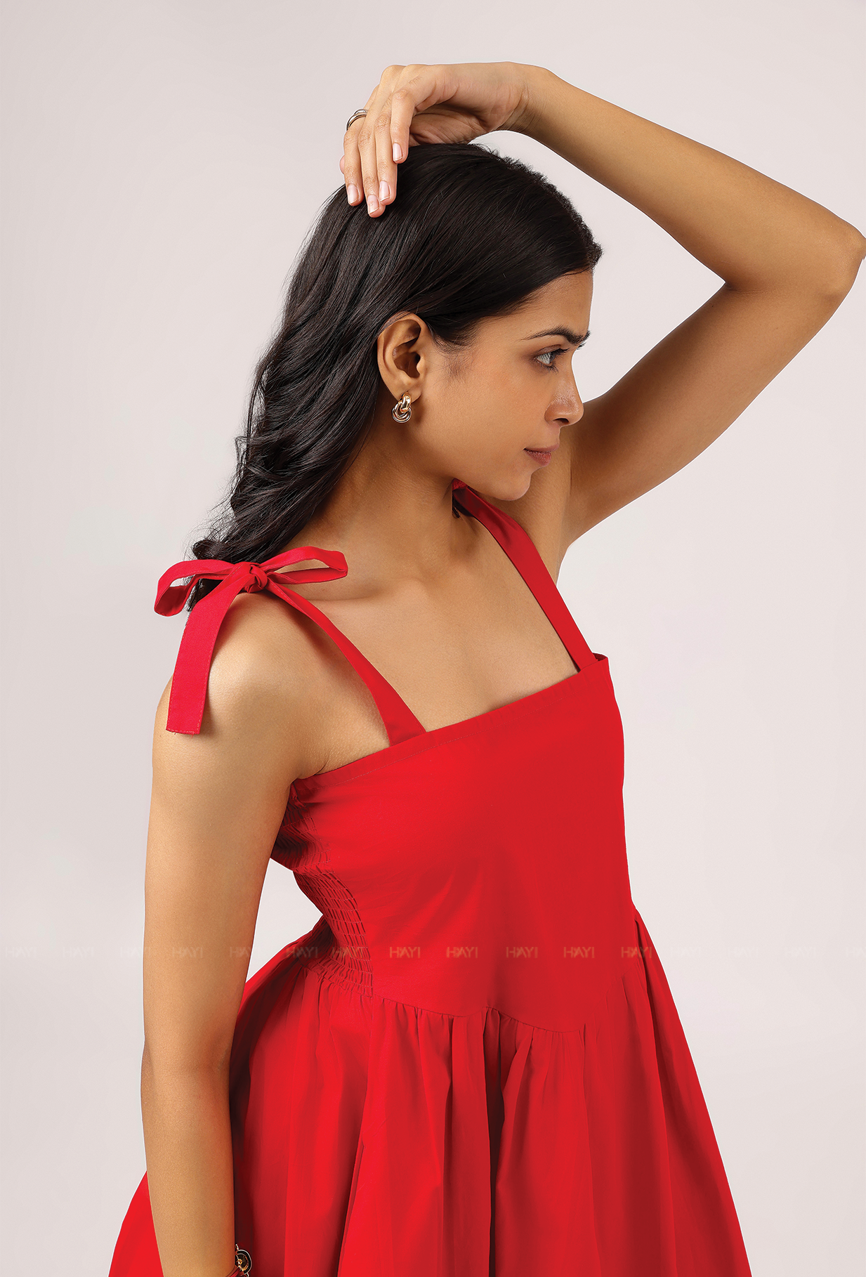 Lover's Edit Red Spaghetti Dress With Back Smock