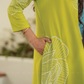 Leaf Light Charm Green Viscose Co-ord with Boat Neck & 3/4th Sleeves