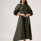 Zayra With Balloon Sleeve With Elastic Flared Dress