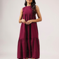 Vin Rouge Sleeveless Wine Flared Dress