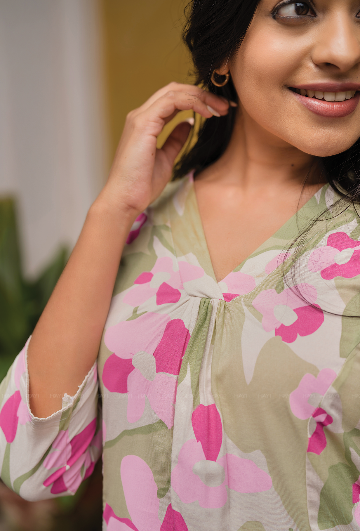 Half white with Petal Parade floral printed Viscose Co-ords