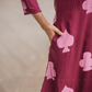 Sepia Maroon with Autumn Hearts printed Viscose A-line Dress