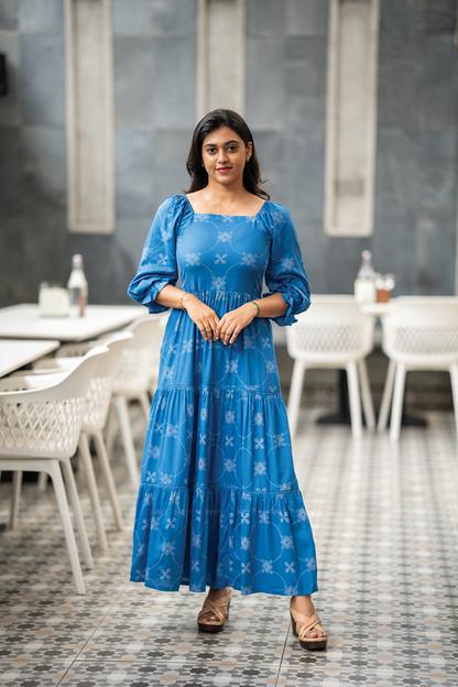 Bluebell Grace Viscose Dress with Shoulder Elastic