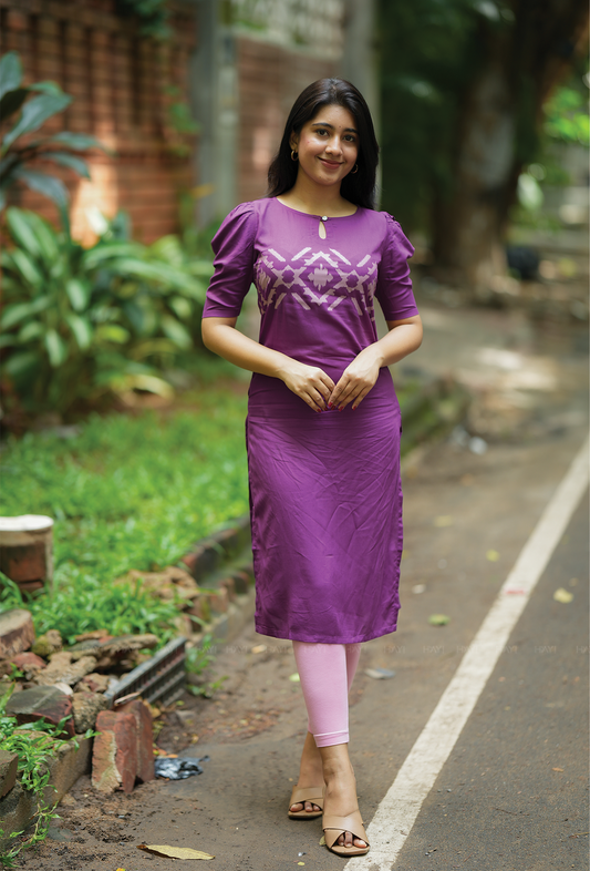 Gilded Violet with Royal Whimsy printed Viscose Kurta