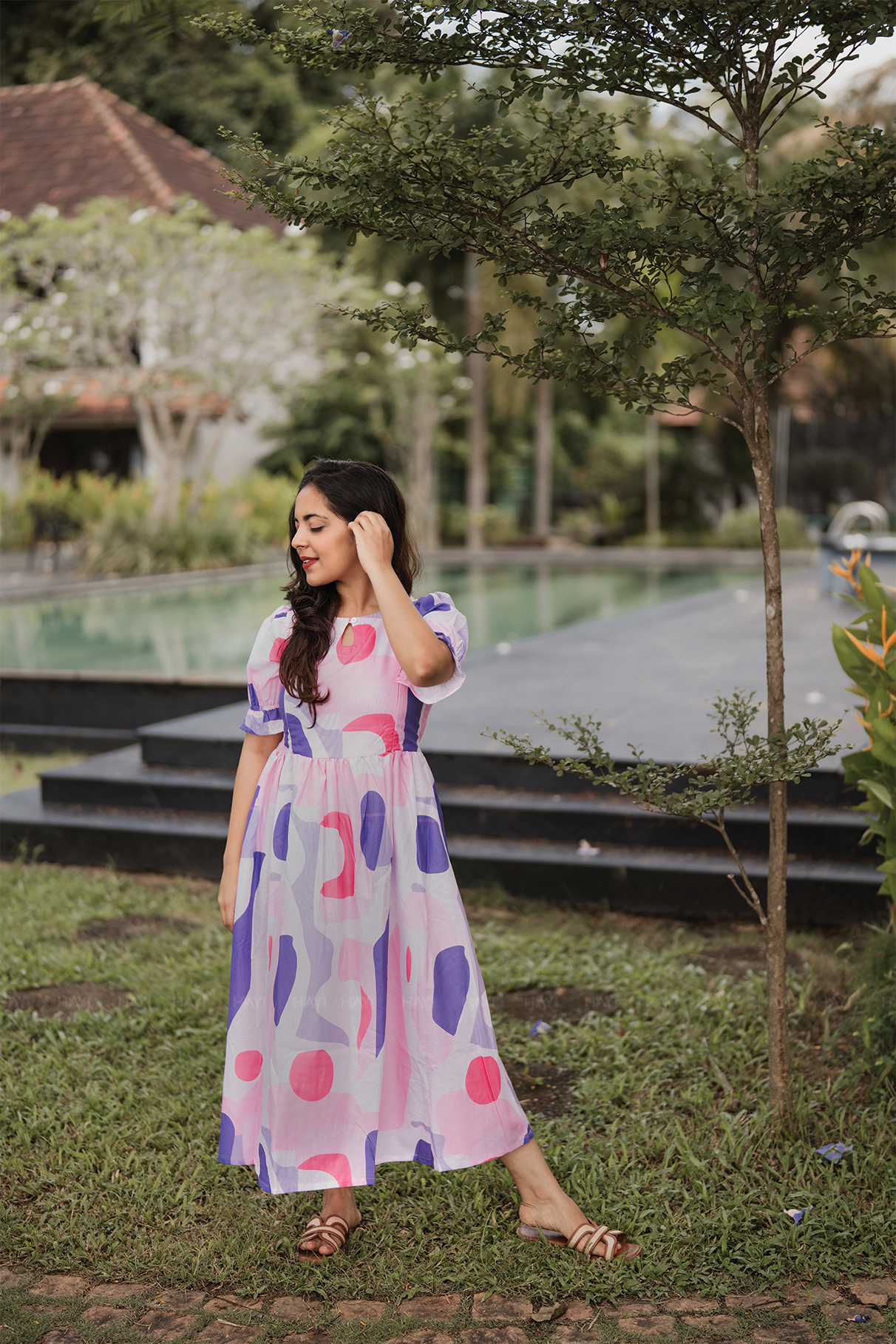 Entwine Pink with Florenza pirnted Maternity and Feeding Viscose Dress