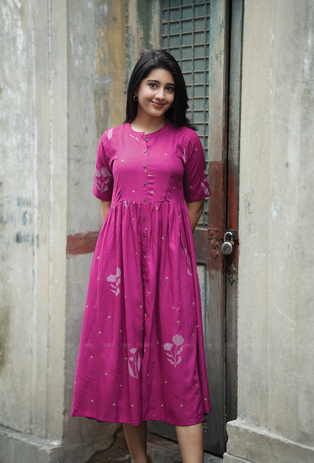 Solstice Maroon with Muted Muse Maternity and Feeding Dress