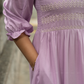 Lavender Fantasy Viscose Dress with Shoulder Elastic & Embroidery
