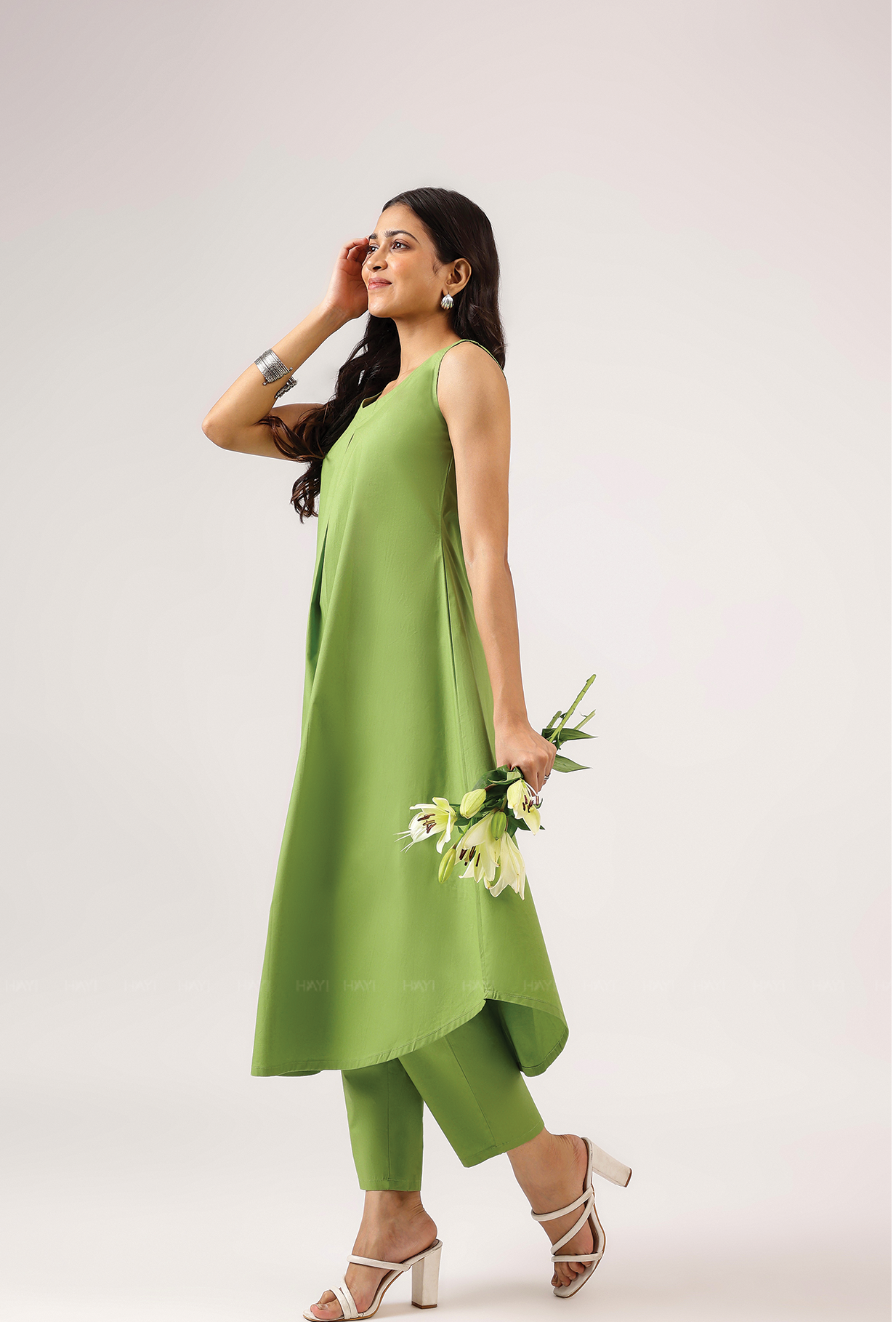 Lime After Lime Rounded Hem Sleeveless With V Neck Co Ords