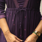 Violet Haze Viscose Dress with Sweetheart Neck & Embroidery