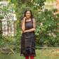 Poise Black with Floral Line Organza kurta